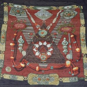 Hermes 140cm “Tibet” 1999 sheer silk extra large 140cm shawl by Caty Latham